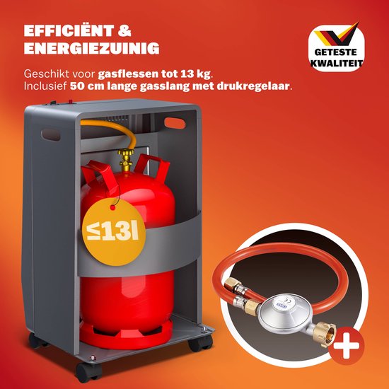MONZANA Mobiele Gaskachel – 3 Warmteniveaus 4500W – Keramisch Zwart