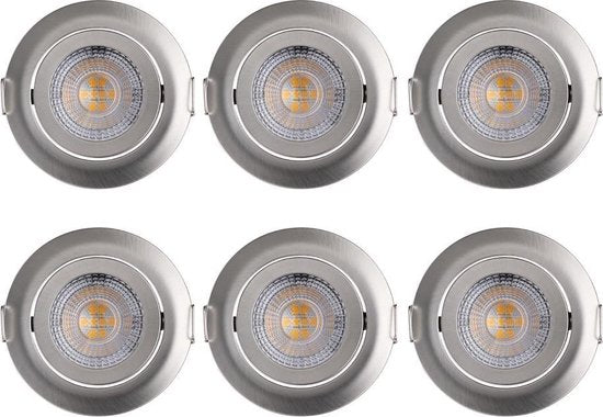 Monzana Spotjes Krog - 6 Stuks LED Dimbaar Draaibaar - Zilver