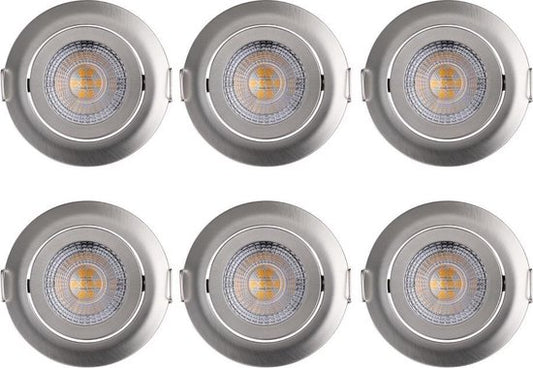 Monzana Spotjes Krog - 6 Stuks LED Dimbaar Draaibaar - Zilver