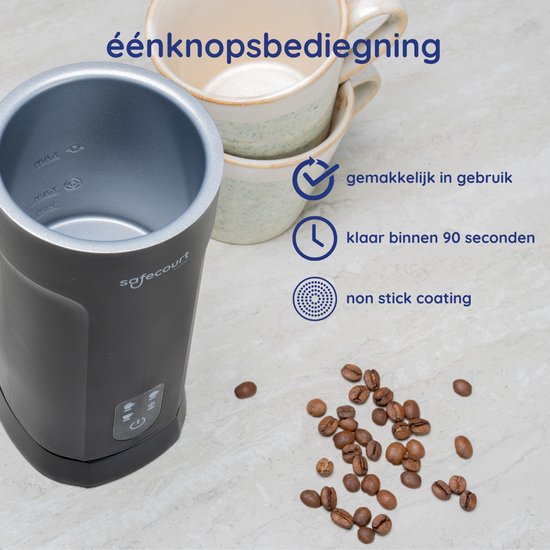 Safecourt Kitchen Melkopschuimer - Elektrische Melkopschuimer - 4-in1 - 500 watt - Zwart
