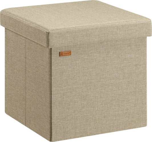 Casaria Poef met Opbergruimte - 40x40x40cm 40L Linnen – Beige