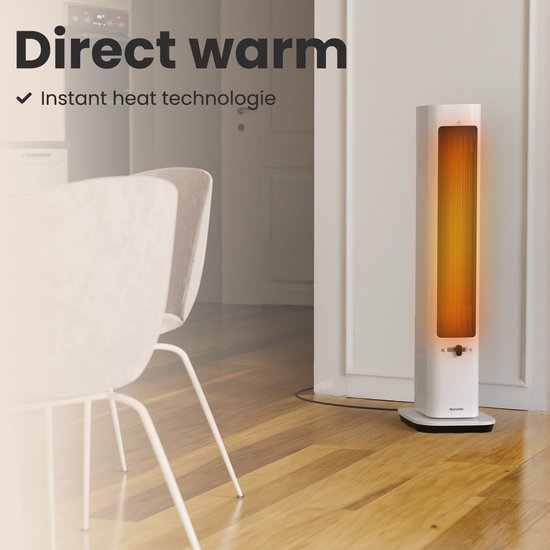 Auronic Elektrische Kachel - Keramische Kachel - Toren Kachel - 2200W Heater - Wit