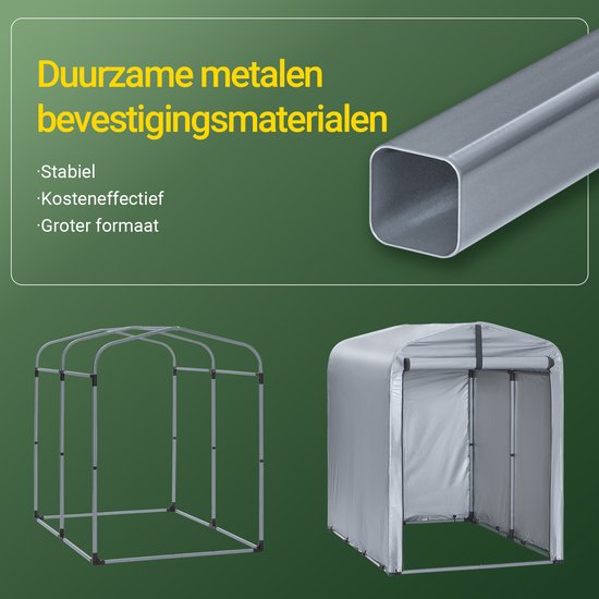 SoBuy Tuinschuur, Multifunctionele tuinhuis voor Fiets en Gereedschap, Fietsschuur, Waterdichte Garage voor buiten, Zilver, 120x176x163 cm, KLS11-K