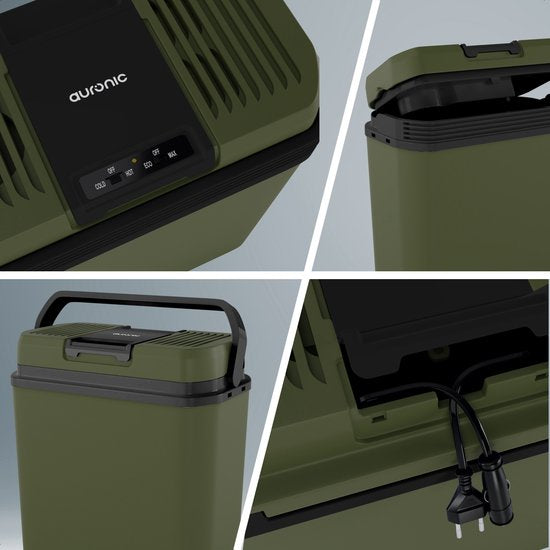 Auronic Koelbox Elektrisch 12V en 230 volt - 20L - Camping Koelkast - Auto - Koelen en Verwarmen - Frigobox - Groen