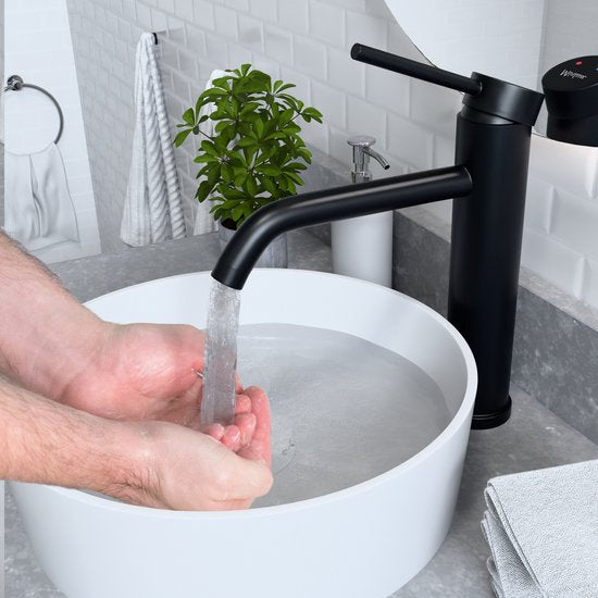 Mirlux Wastafel Kraan Zwart - Wastafel Mengkraan Badkamer - Wastafelkraan - Fonteinkraan / WC Kraan - Kraantje - Koudwaterkraan & Warmwaterkraan - Toiletkraan Koud Water & Warm Water