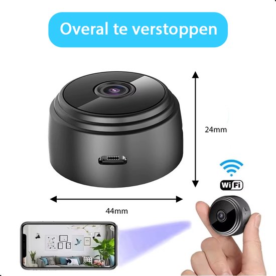 Tech Essentials Mini Verborgen Spy Camera - 1080P - Met WiFi APP - Micro Geheime Beveiligingscamera - Binnenhuis - Spionage - afluisterapparatuur - Zwart - 2-Pack