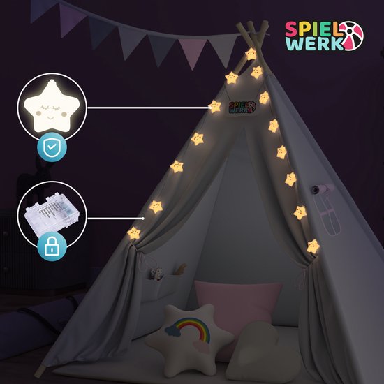 Spielwerk Speeltent – LED 3 Kussens Spanschroef 130x130x160cm - Roze