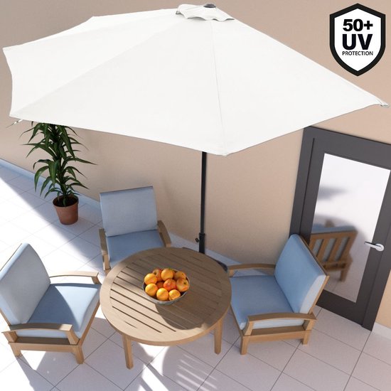 Kingsleeve Parasol Halfrond - Ø 2,7m UV 50+ Bescherming - Beige