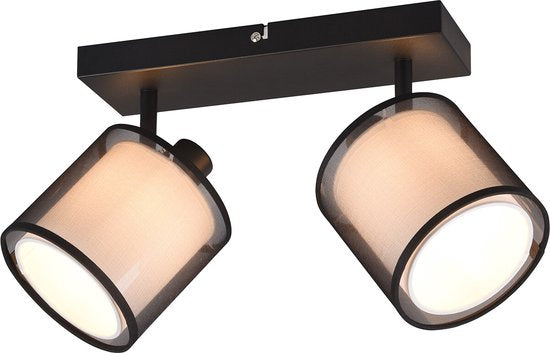 Trio leuchten - LED Plafondspot - Plafondverlichting - E14 Fitting - 2-lichts - Rechthoek - Zwart - Aluminium