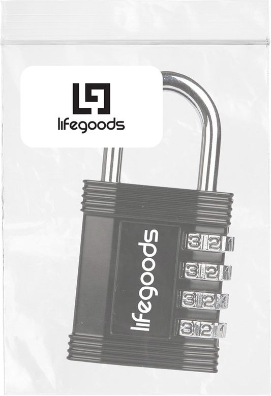 LifeGoods Hangslot - Cijferslot - Kofferslot - Reisslot - 4-Cijfers - Weerbestendig - Zwart