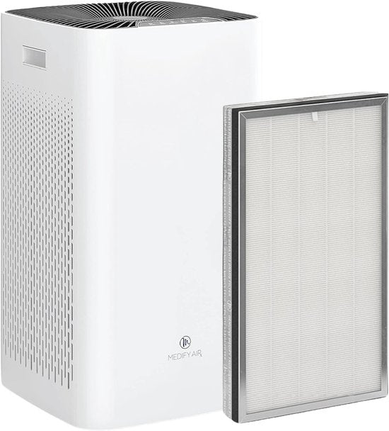 Medify Air MA-112 Luchtreiniger – 855 m³/u Air Purifier – Ionisator & HEPA H13 Filter – 4 standen + Slaapmodus – Tot 342 m² per uur – Tegen Hooikoorts, Huisstofmijt & Allergieën – Wit