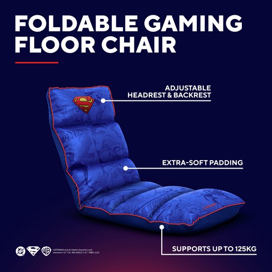 Trust GXT 718SM RAYZEE SUPERMAN – Vloer Gaming Stoel – Opvouwbaar – Zachte stoel – Superman