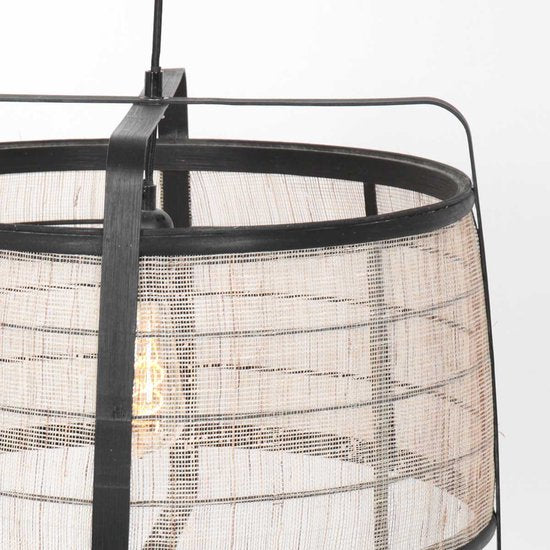 Anne Lighting - hanglamp - Capos - zwart - hout stof - Ø 48cm - E27 - 3511ZW
