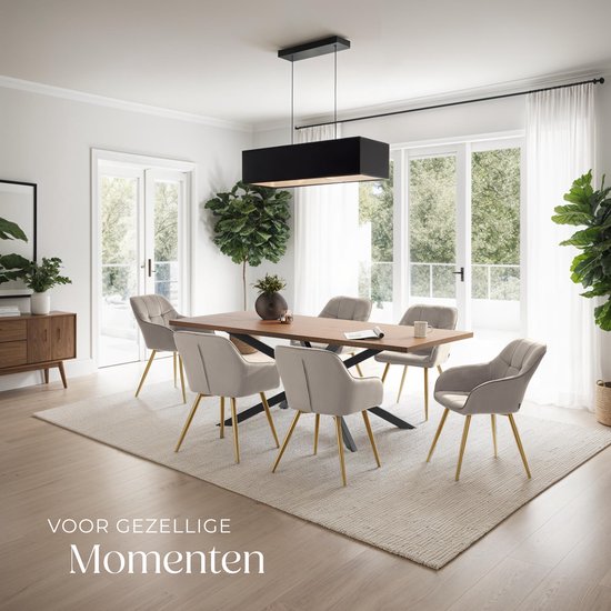 tectake® Fluwelen Stoel – Eetkamerstoel Met Gewatteerde Fluwelen Stof, Moderne Keukenstoelen, Comfortabele Fauteuil Voor Woonkamer, Eetkamer, Lounge – taupe / goud