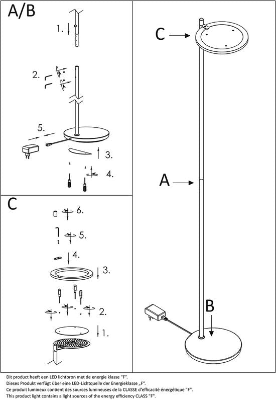 Steinhauer vloerlamp Turound - zwart - metaal - 27 cm - ingebouwde LED-module - 2993ZW