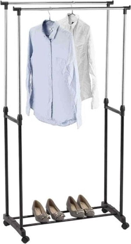 Haushalt Kledingrek - Dubbel - Vrijstaand - Staal - Zwart - 90/160cm