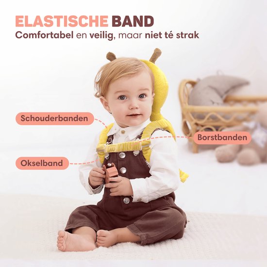 Vulpes Goods® BabyCare - Baby Hoofdbeschermer - Baby Valkussen - Baby Veiligheidskussen - Valrugzak - 3D Ademend - Veilig leren lopen - Bij