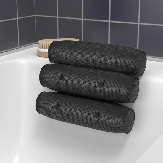 RelaxTub® Badkussen - Nekkussen Bad - Badkussens voor in Bad - 6 Sterke Zuignappen - Anti Slip - Waterdicht - Hoofdsteun Bad - Voor Hoofd, Nek en Schouders - Badkussen Zwart