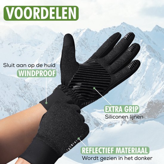 Travelhawk Handschoenen - Spatwaterdichte Handschoenen Heren - Handschoenen Dames - Handschoenen Winter - Scooter/Fiets - Zwart