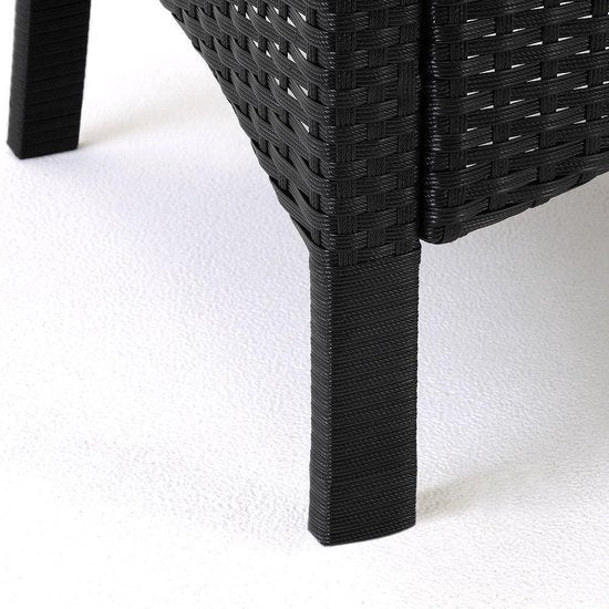Casaria Polyrattan Tuinset - 8 Stoelen & Kussens & Tafel – Zwart
