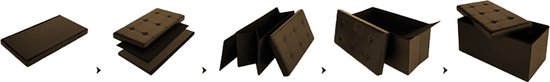 Casaria Zitbank met Opbergruimte - 80x40x40cm 100L Kunstleer – Bruin