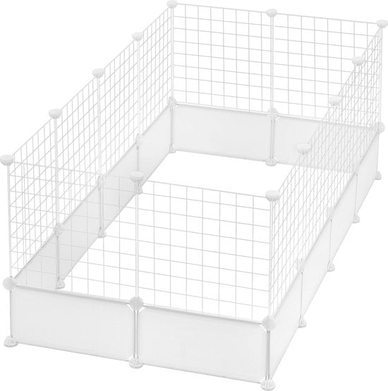 Dierenren XXL - Ren - Verstelbaar - Voor binnen - Puppyren - Kleine dieren - Kittens - Wit - 142 x 71 x 53cm