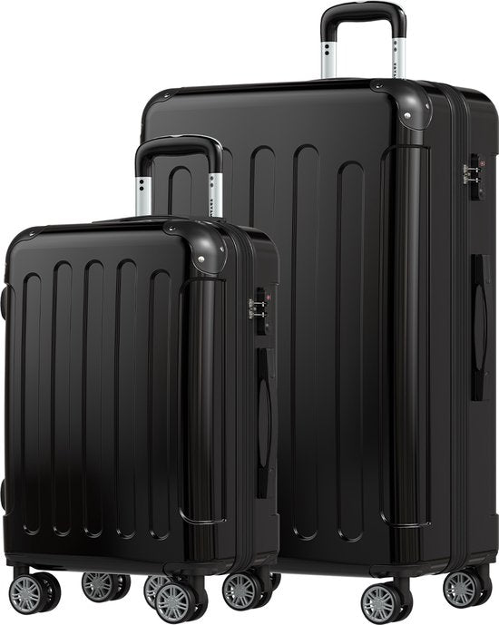 TRVLMORE Kofferset - 2 Delig - 45L Handbagage + 115L Ruimbagage - TSA Slot - Lichtgewicht - Reiskoffer Set - Trolley - Zwart