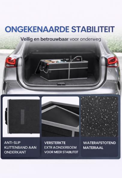 HELDENWERK Premium kofferbak organizer met deksel, stevig & antislip - Opvouwbare kofferbaktas, groot met dubbele bodem - Kofferbakbox, kofferbak organizer box