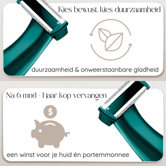 Sansbeauté - 4-in-1 Bikinitrimmer & Ladyshave - Compact - Classic Green ABS - Voor Gezicht, Benen & Bikinilijn - Draadloos & Oplaadbaar - Pijnloze Ontharing