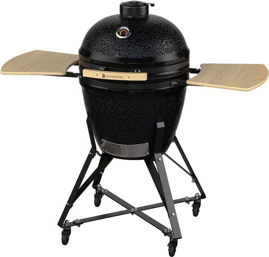 KitchenBrothers Kamado BBQ - 21 Inch Houtskool Barbecue - PFAS-Vrij - 45⌀ cm - Complete Set - Egg BBQ met Accessoires inclusief Hoes - Zwart