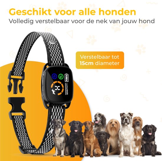 Nuvance - Anti Blafband Digitaal - Anti Blaf Apparaat zonder Schok - Vibratie & Piepjes - Oplaadbaar - Blafband voor Honden en Puppy's - 6 Standen