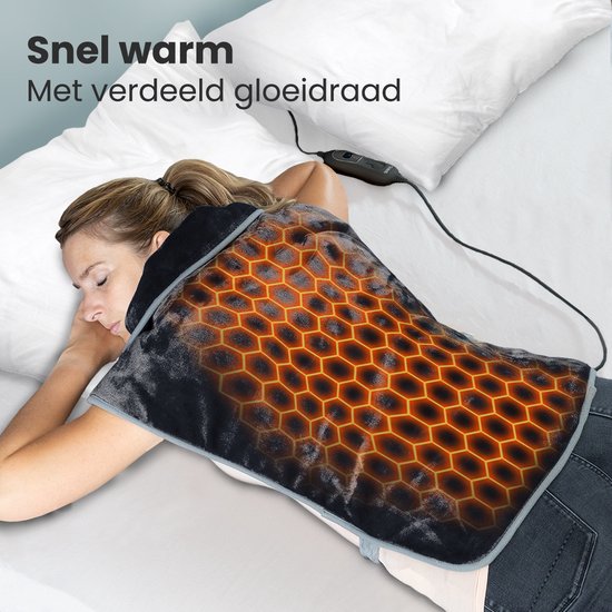 Auronic Warmtekussen - Elektrisch deken voor Nek, Schouders en Rug - Wasbaar - Energiezuinig - Verwarmingsdeken - Zwart