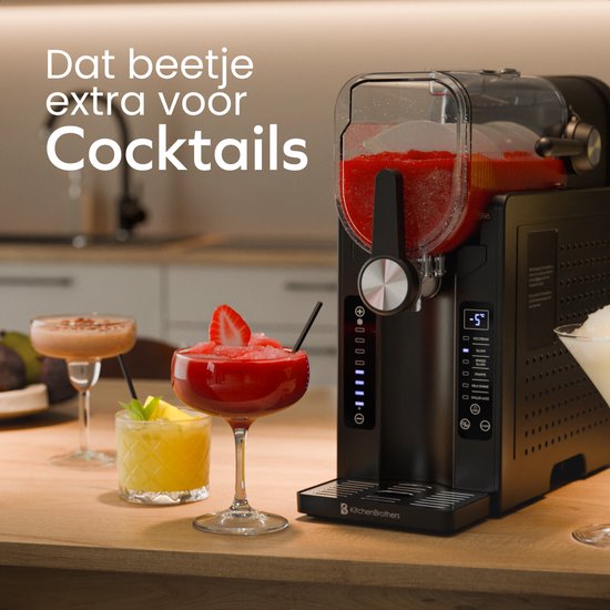 KitchenBrothers Slush Puppy Maker - 1,6L - 6 Standen - BPA-vrij - Slushi Machine - Ijsmachine - Zwart