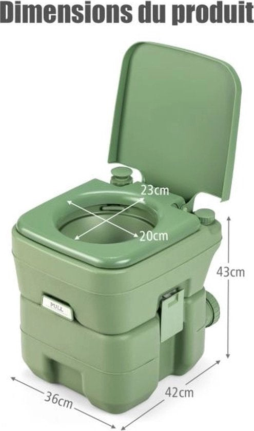 Laodikya Home Campingtoilet Reistoilet Toiletemmer Mobiel Draagbaar Chemisch Toilet 20L + 12L
