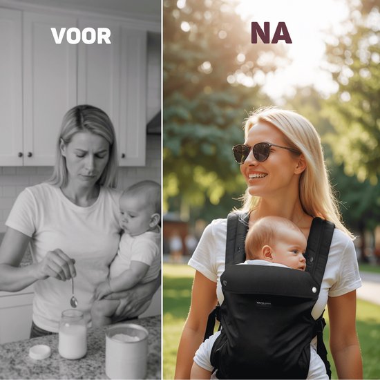 Vulpes Goods® BabyCare - Draagzak – Ergonomische Baby Draagzak 0-36 mnd – Luxe Buikdrager tot 20 kg – OEKO-TEX® Katoen – Handsfree Comfort - Met Rugsteun & M-Positie - Zwart