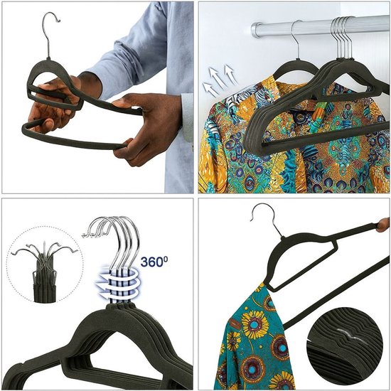 Ceruzo Kledinghangers Zwart – 50 – Anti-Slip – Draaibare Haak