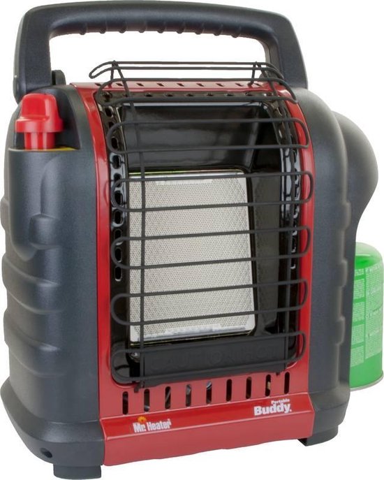 Mr Heater Draagbare Gaskachel MH9BDF - Gasverwarming met Gasfles - Gaskachel Camping - Ruimtes tot 26M2 - Geschikt voor Propaan 31 en Butaan/Propaan G30+31 Patronen - Zwart/Rood