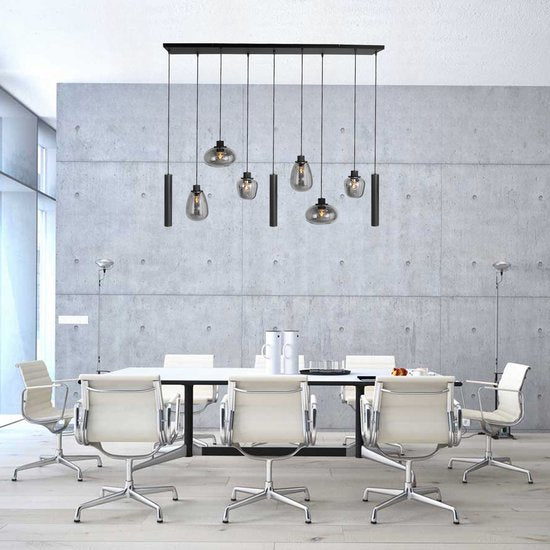 Steinhauer - hanglamp - Reflexion - zwart - glas metaal - design lamp - E27 GU10 - 3796ZW