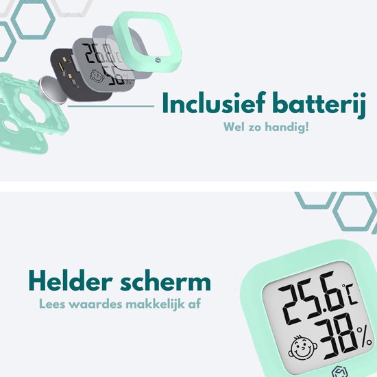 Ease Electronicz Hygrometer - Weerstation - Luchtvochtigheidsmeter - Thermometer Voor Binnen - Incl. Batterij en Plakstrip