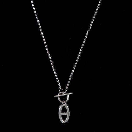 Laura Ferini Dames Ketting Legato Zilver - Zilverkleurige ketting met hangertje - 18K Witgoud Verguld - Halsketting - Collier - Sieraad - Accessoires - Dames Ketting met Hanger
