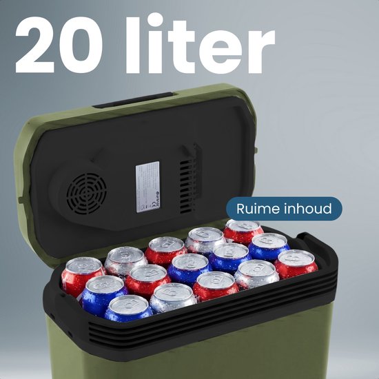 Auronic Koelbox Elektrisch 12V en 230 volt - 20L - Camping Koelkast - Auto - Koelen en Verwarmen - Frigobox - Groen