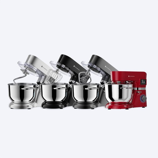 KitchenBrothers Keukenrobot - Display en Timer - Keukenrobot - 6,2L - Keukenmixer - 1400W - Rood
