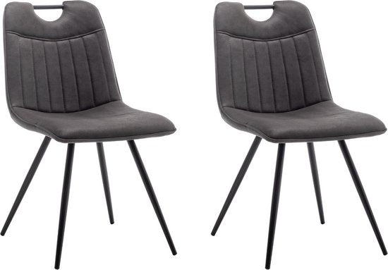 Furnihaus Eetkamerstoel Leon Microvezel Antraciet Set van 2