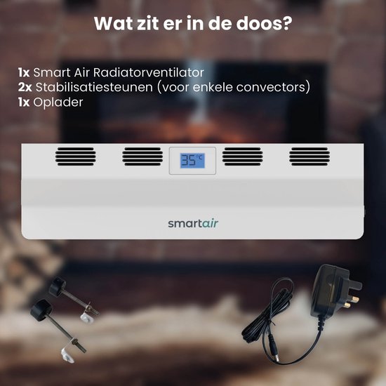 SmartAir Boost - Draagbare Radiatorventilator - Universeel - Energiezuinig - Draadloos, oplaadbaar en automatisch - Radiator Ventilator – Wit