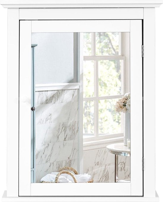 Costway - Badkamer - Spiegelkast - Hout -Wit - 56 x 15 x 69,5 cm