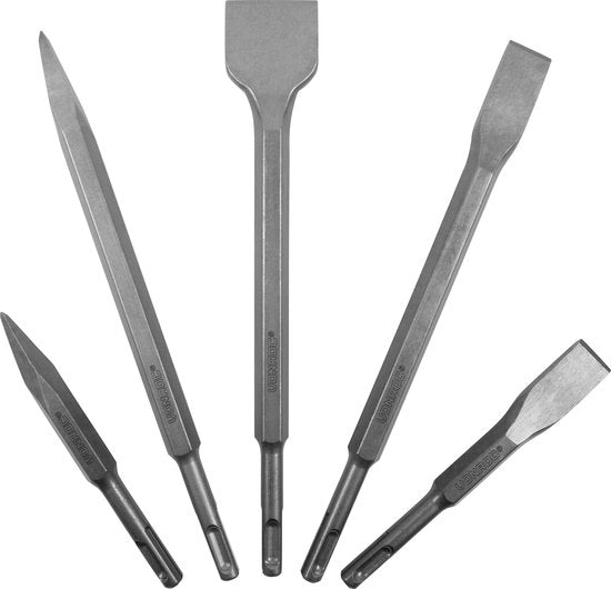VONROC Boor- en beitelset SDS-Plus – 17-delig – Universeel – Koffer incl. boren, punt- en platbeitels