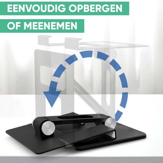 Serve Tablet Houder XL Opvouwbaar - Extra Stevig & Stabiel - Zwarte Inklapbare Standaard voor Tafel of Bureau - Zwart