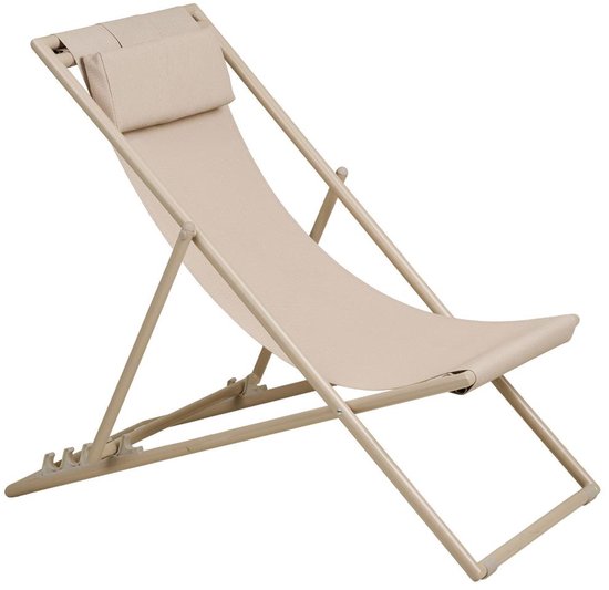 Cille strandstoel 4-positie rugleuning taupe