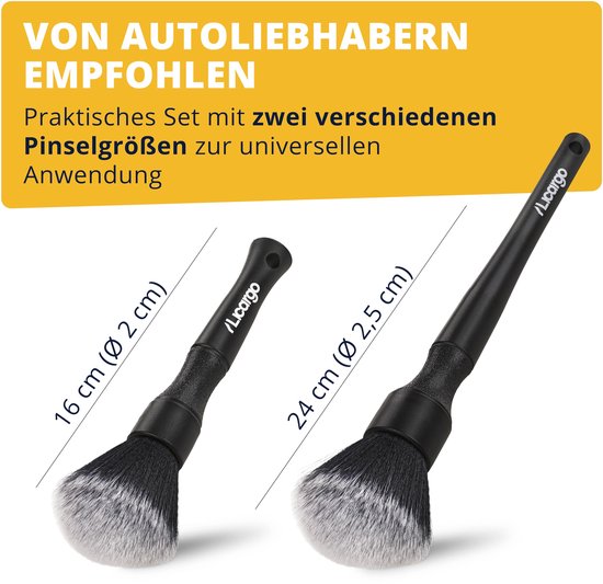 LICARGO Detailing Brush Car - ultrazacht voor een zachte reiniging van binnen en van buiten - 2 stuks borstels autoverzorging - zachte autodetailingborstel - bovenste autoborstel reinigingsborstelset