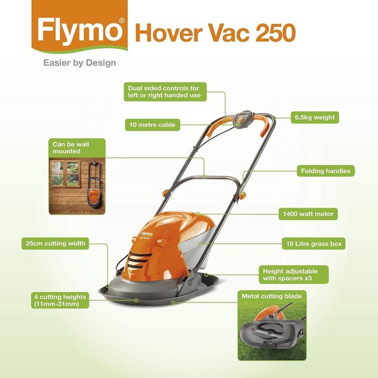Flymo Hover Vac 250 Zweef - Grasmaaier - 1400W